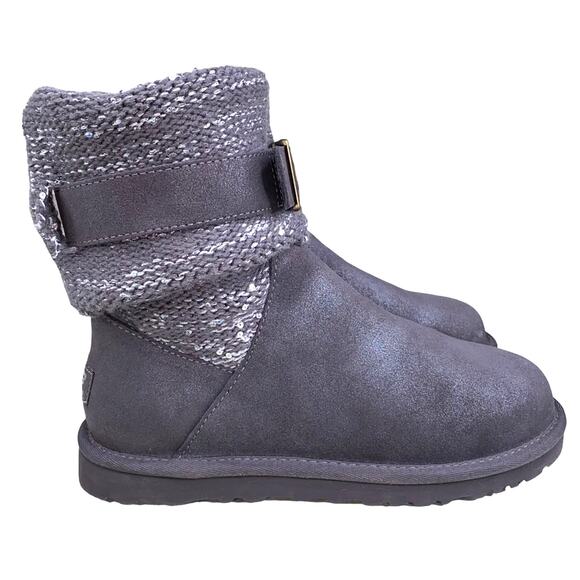 NWT UGG Women’s Cambridge Grey Metallic Pull On Winter Boots Size US 6 - Picture 1 of 8